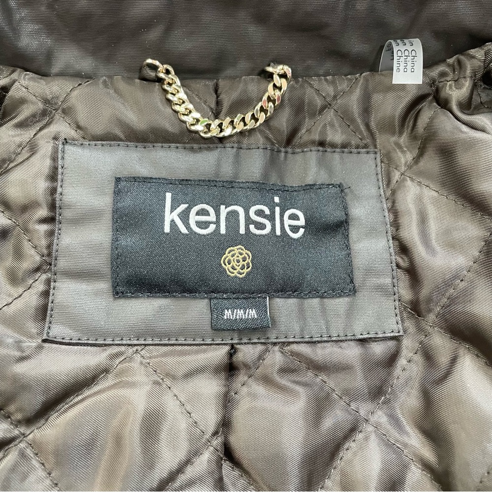 Kensie Waxed Short Barn Jacket In Dark Brown NWT size M Retail $275 - Picture 5 of 13